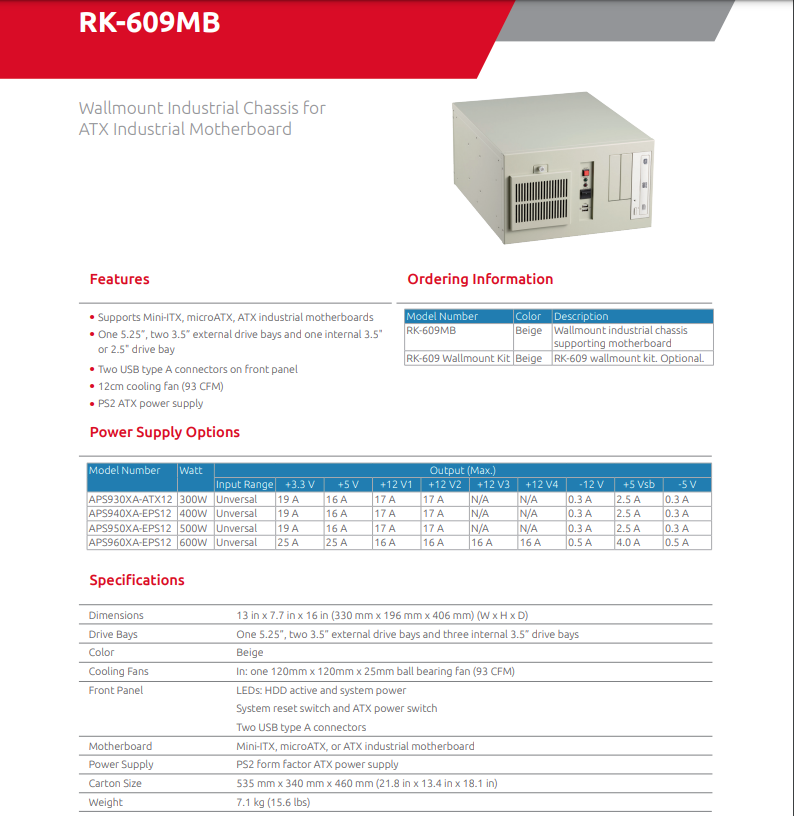 凌华工控机主板整机定制RK-609MB